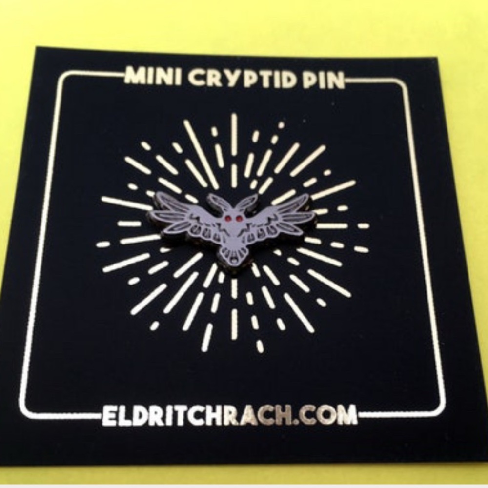 Micro Mini Mothman Cryptid Enamel Pin